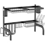 2-Tier Modular Sink Dish Drainer with Non-Slip Feet, Steel, 65x31.5x52.5 cm, Black