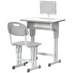 School Desk with Height-Adjustable Chair and Light for Children 6-12 Years, Steel and MDF, Grey
