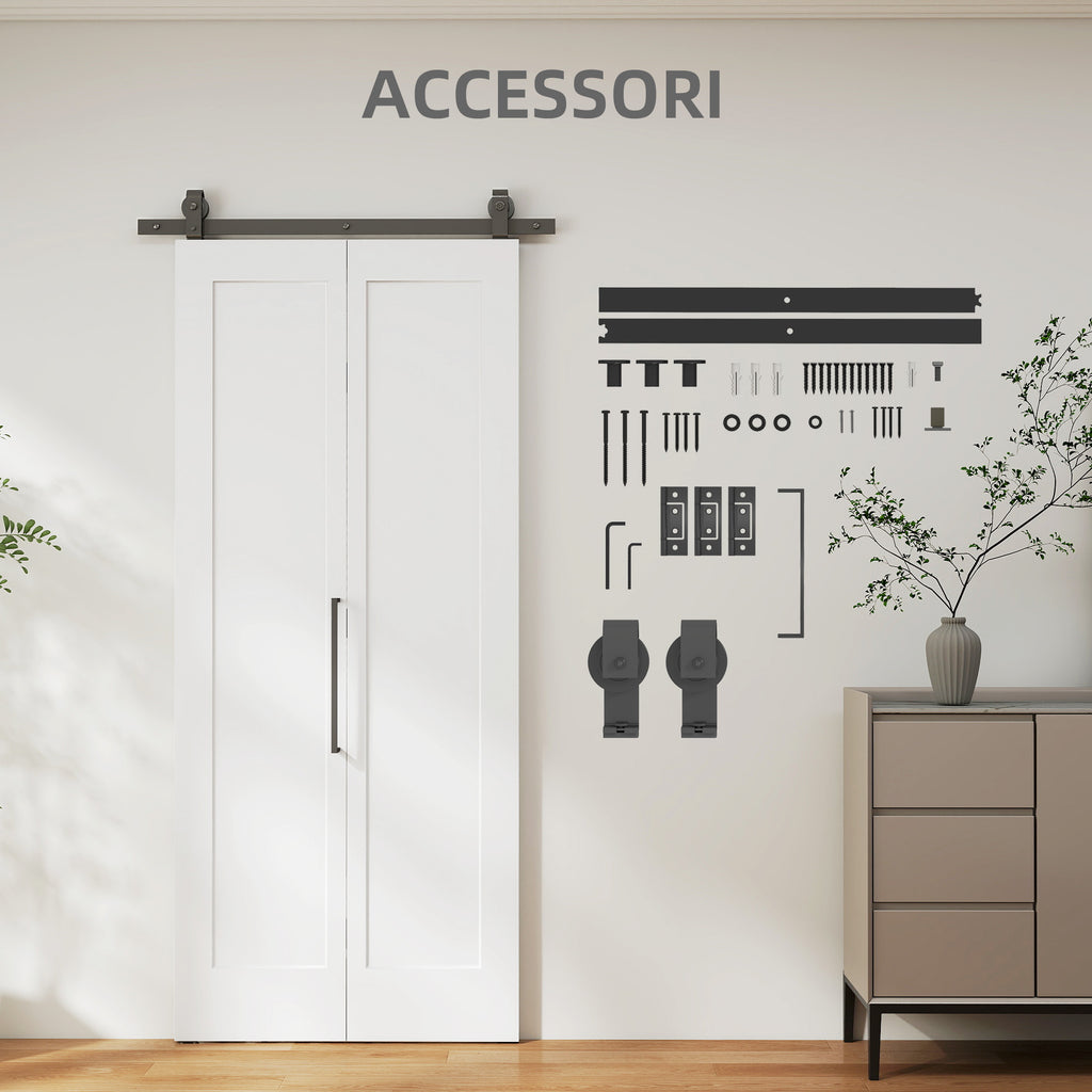 Sliding Folding Bifold Door with Paintable Surface, 90x210 cm, White
