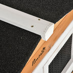 2-Tier Rabbit Hutch with Protective Net, Made of Wood, Metal and Tar, 157.4x53x99.5 cm, Yellow White and Black