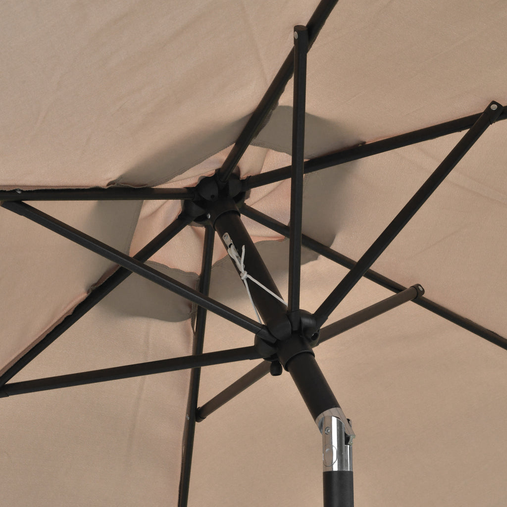 Tilting Garden Umbrella 2.3x2m with Crank Opening and 6 Ribs, Khaki - Borgè