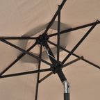 Tilting Garden Umbrella 2.3x2m with Crank Opening and 6 Ribs, Khaki - Borgè