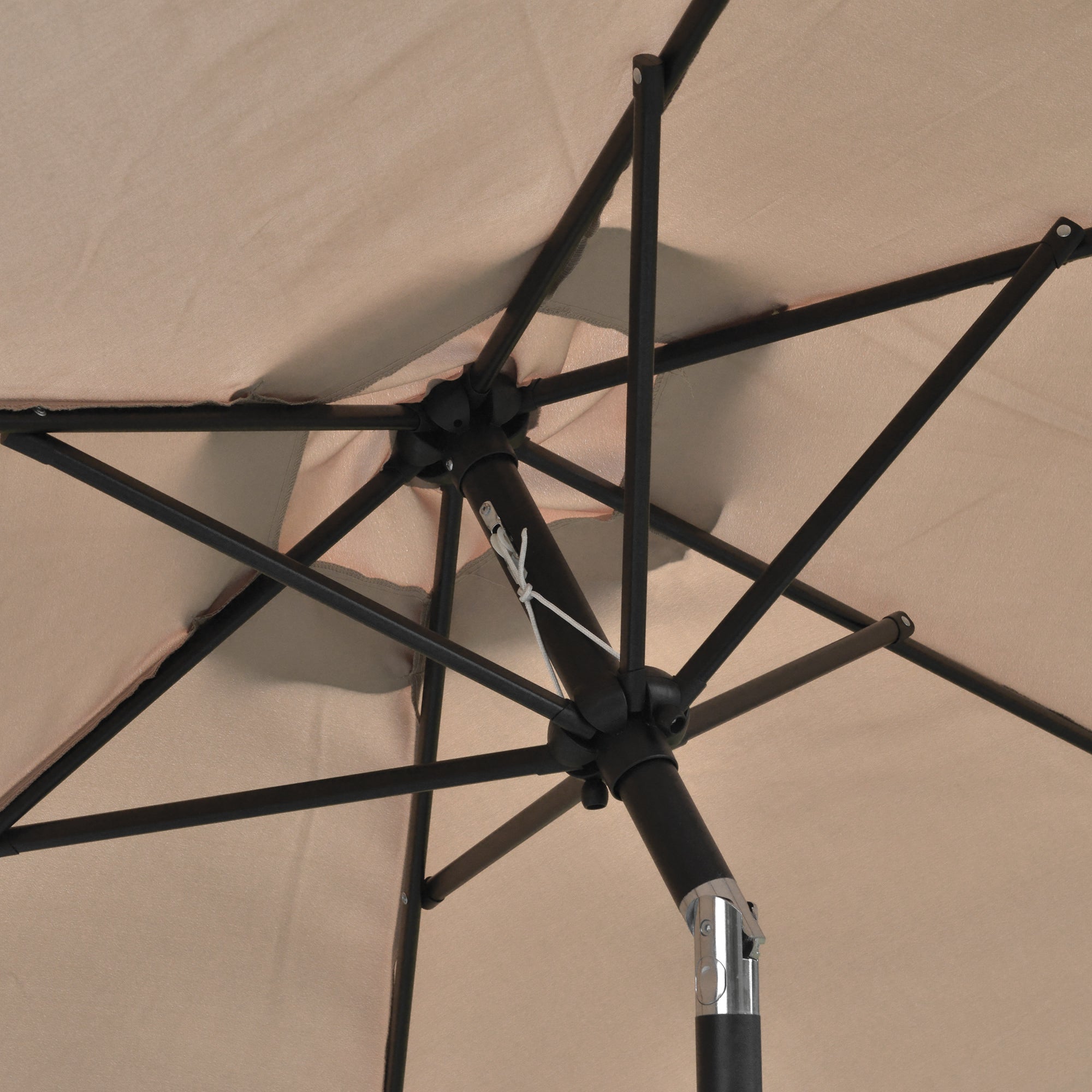 Tilting Garden Umbrella 2.3x2m with Crank Opening and 6 Ribs, Khaki - Borgè