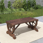 Outsunny 2-Seater Garden Bench with Wheel Design, Outdoor Slatted Fir Wood Bench, Patio and Backyard Terrace Bench, 98x50x39.5 cm, Brown