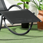 Outsunny Waterproof Outdoor Zero-Gravity Rocking Deck Chair with Headrest, 155x61x88 cm, Black - Borgè