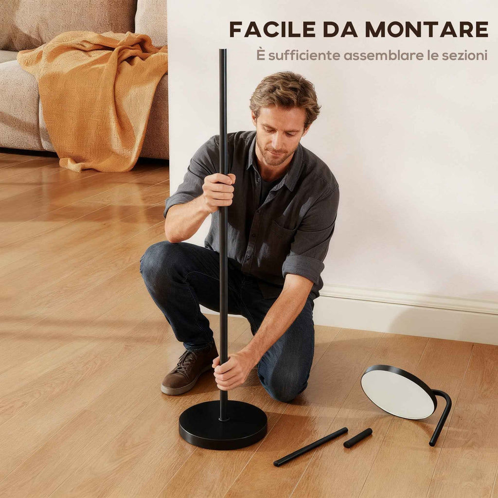 HOMCOM LED Floor Lamp with 350° Swivel Head and Magnetic Remote Control, Continuously Dimmable 3000K-6500K, Black
