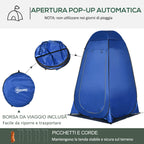 Camping and Beach Shower Tent with Zipper Door and Transport Bag, 126x124x189 cm, Dark Blue
