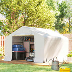 Outsunny 3x3m Waterproof Garden Shed and Garage Tent with Roll-Up Door, Metal and PE, White