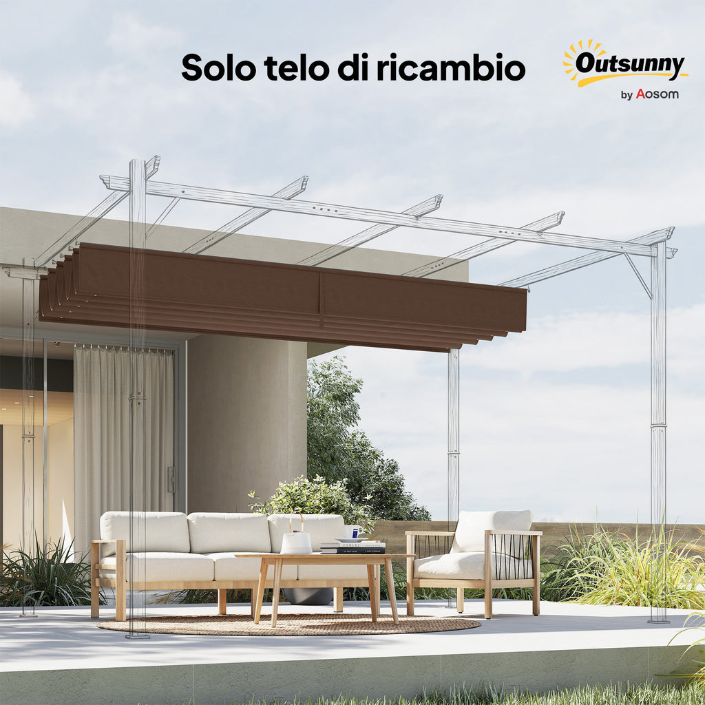 Outsunny Gazebo Pergola Roof with 10 Drainage Holes in Polyester, 250x255cm, for 3x3m Pergola, Coffee