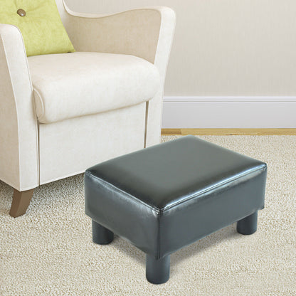 Rectangular Footstool Padded and Covered in Black Eco-Leather, 40x30x24 cm, Max. 100kg, for /Living Room/Entrance - Borgè