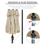 Double Tilting Garden Umbrella with Crank Opening, 295x152x222 cm, Khaki