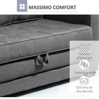 2-Seater Fabric Sofa Bed with Padding and Springs, 151x75x85 cm, Grey