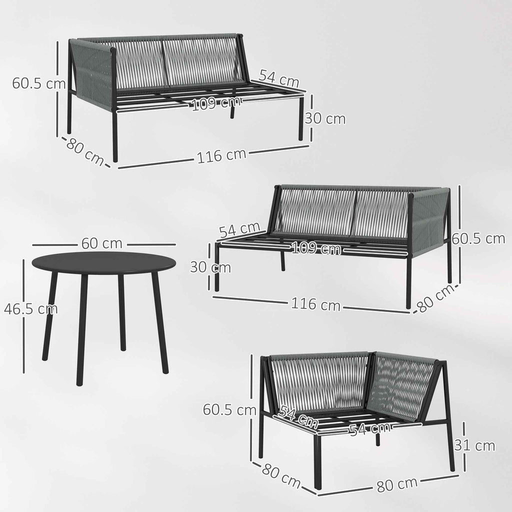 Outsunny Rattan Garden Lounge Set with Modular Corner Sofa, Coffee Table, and Cushions, Grey