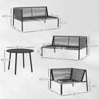 Outsunny Rattan Garden Lounge Set with Modular Corner Sofa, Coffee Table, and Cushions, Grey