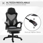 Ergonomic Office Chair with Reclining Backrest, Retractable Footrest, Adjustable Height, Grey
