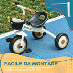 Children's Tricycle for 2-5 Years with Adjustable Seat and Bell, 70.5x50x58cm, White