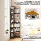 7-Tier Corner Bookcase, Industrial Shelf, Black Wood Effect