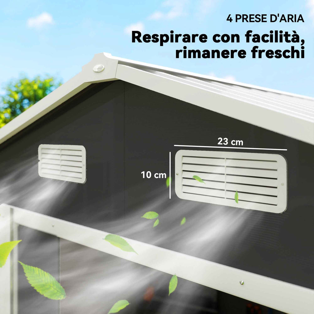 Outsunny Tool Shed with Sliding Doors and 4 Air Vents, Steel and PP, 196x236x208 cm, Dark Grey