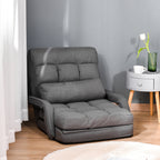 Single Sofa Bed with Cushion and 5-Level Reclining Backrest, 62x78x70 cm, Grey