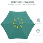 2.6x2.4m Garden Umbrella with Tilting Head, in Aluminum and Polyester, Dark Green and Black