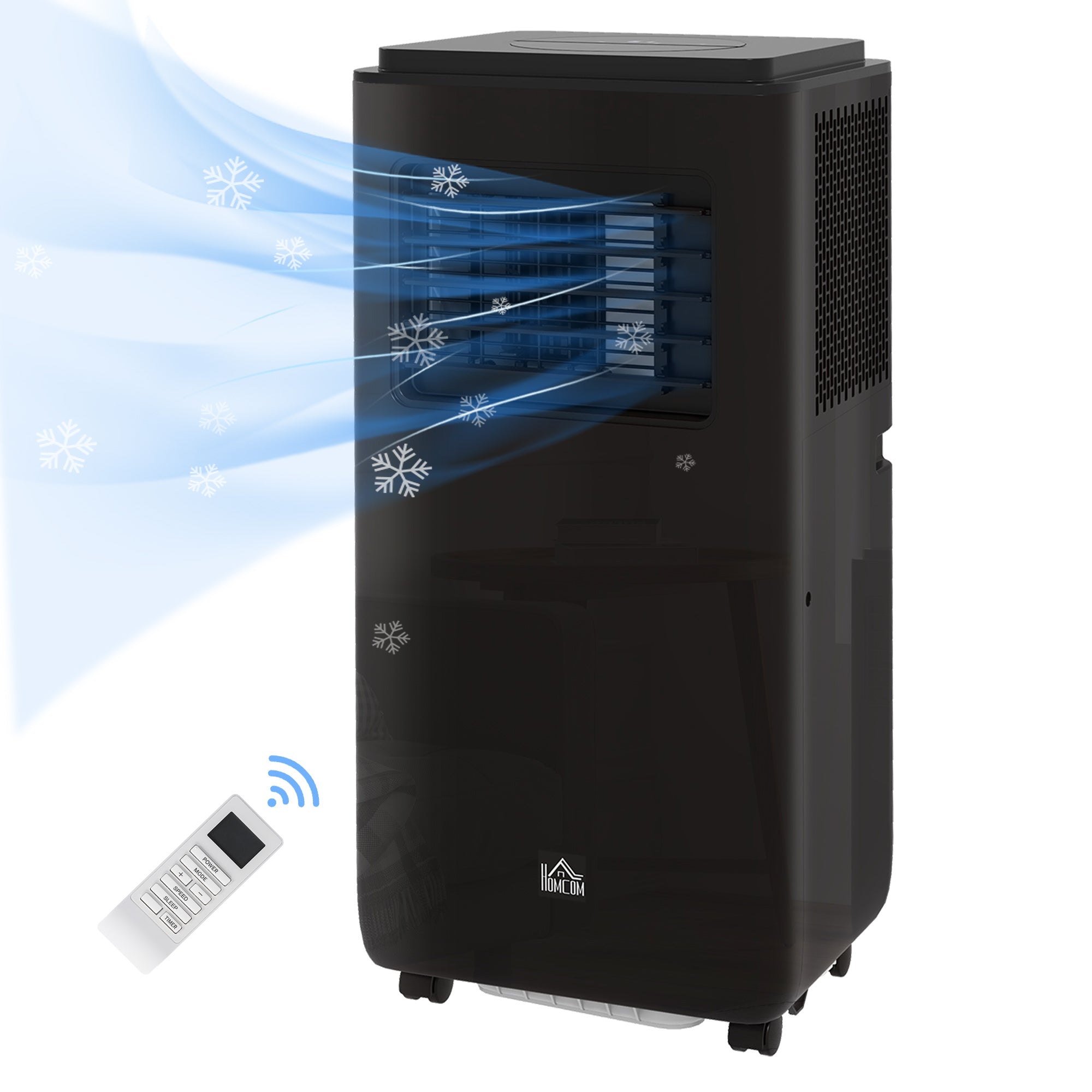 HOMCOM Portable Air Conditioner 950W with 5 Modes and 3 Speeds, in ABS Plastic and Steel, 33x28x70.4 cm, Black - Borgè
