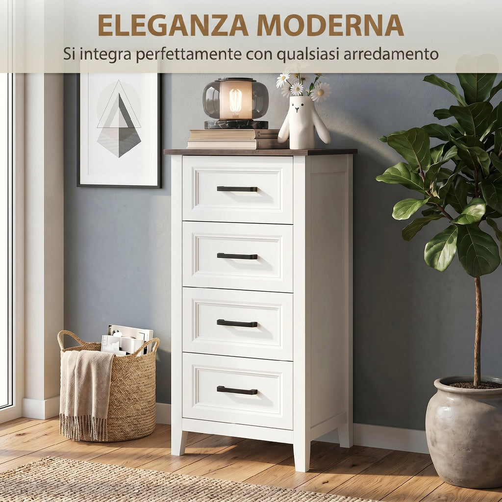 HOMCOM Chest of Drawers with 4 Drawers, Tall Unit for Bedroom and Living Room