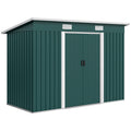 Outsunny Steel Garden Shed 272 x 134 cm with Double Sliding Doors and 2 Vents, Green