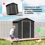 Outsunny Garden Shed Steel Tool Storage Shed 194x107x191 cm, Grey