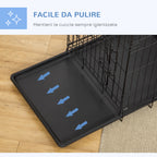 Pet Cage, Foldable Steel Double-Opening Dog and Cat Carrier, 76x46x52cm, Black