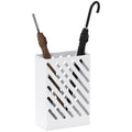 Design Umbrella Stand with Drip Tray and 4 Metal Hooks, 28x14x41 cm, White