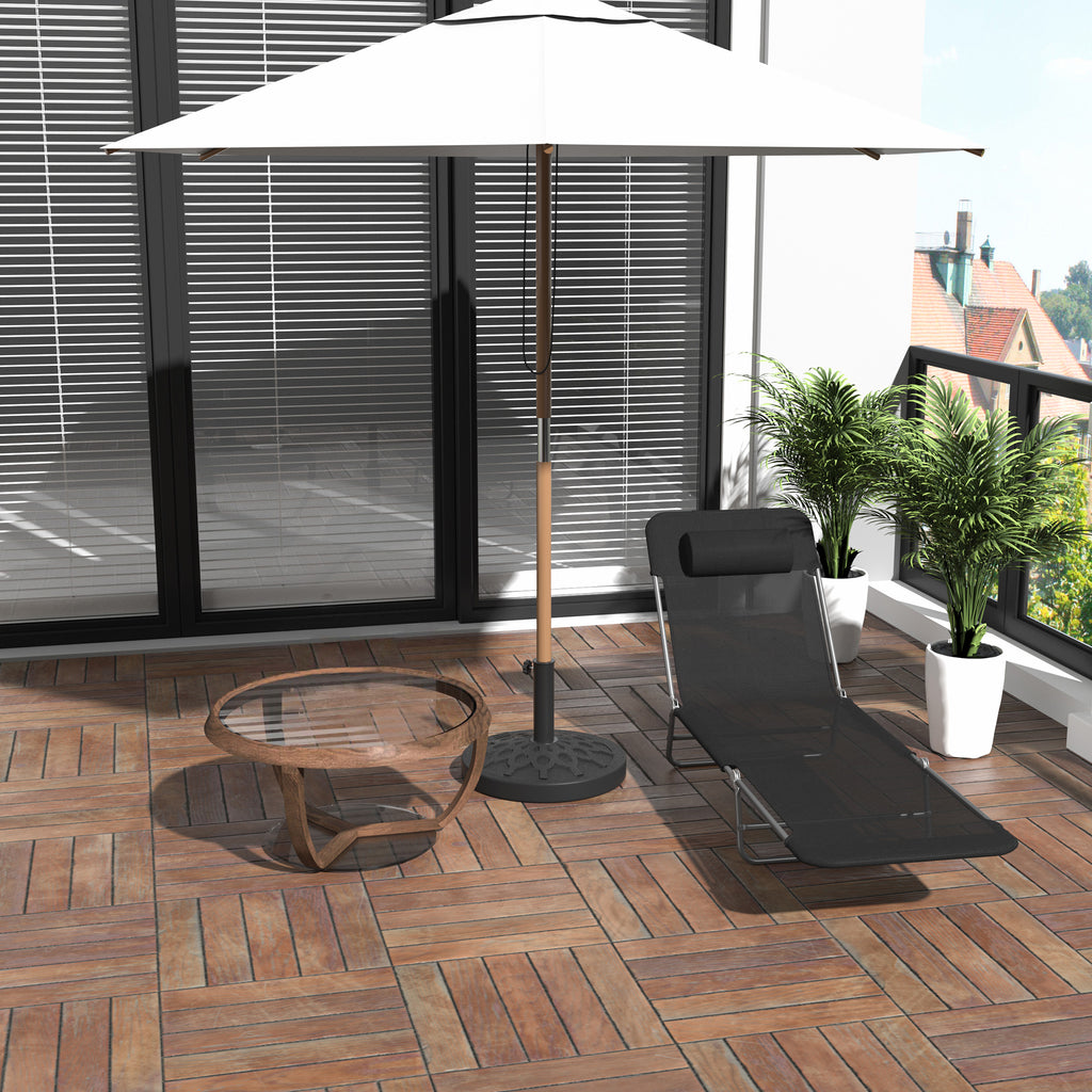 Folding Sun Lounger with Reclining Backrest and Cushion, 182x56x24.5cm