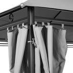 Outsunny Gazebo 4x3 m with 6 Curtains and 2-Tier Roof, in Steel and Polyester, Dark Grey