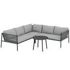 Outsunny Rattan Garden Lounge Set with Modular Corner Sofa, Coffee Table, and Cushions, Grey