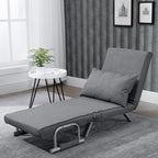 HOMCOM Single Armchair Bed with 5-Level Adjustable Backrest and Fabric Cushion, Light Gray - Borgè