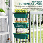 Vertical Outdoor Planter and 3 Plastic Plant Pots with Drainage Holes, 56x42x100 cm, Green