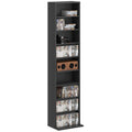 CD Rack with 6 Adjustable Shelves, Capacity of 260 CDs/120 DVDs, 33x24x140 cm, Black