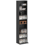 CD Rack with 6 Adjustable Shelves, Capacity of 260 CDs/120 DVDs, 33x24x140 cm, Black
