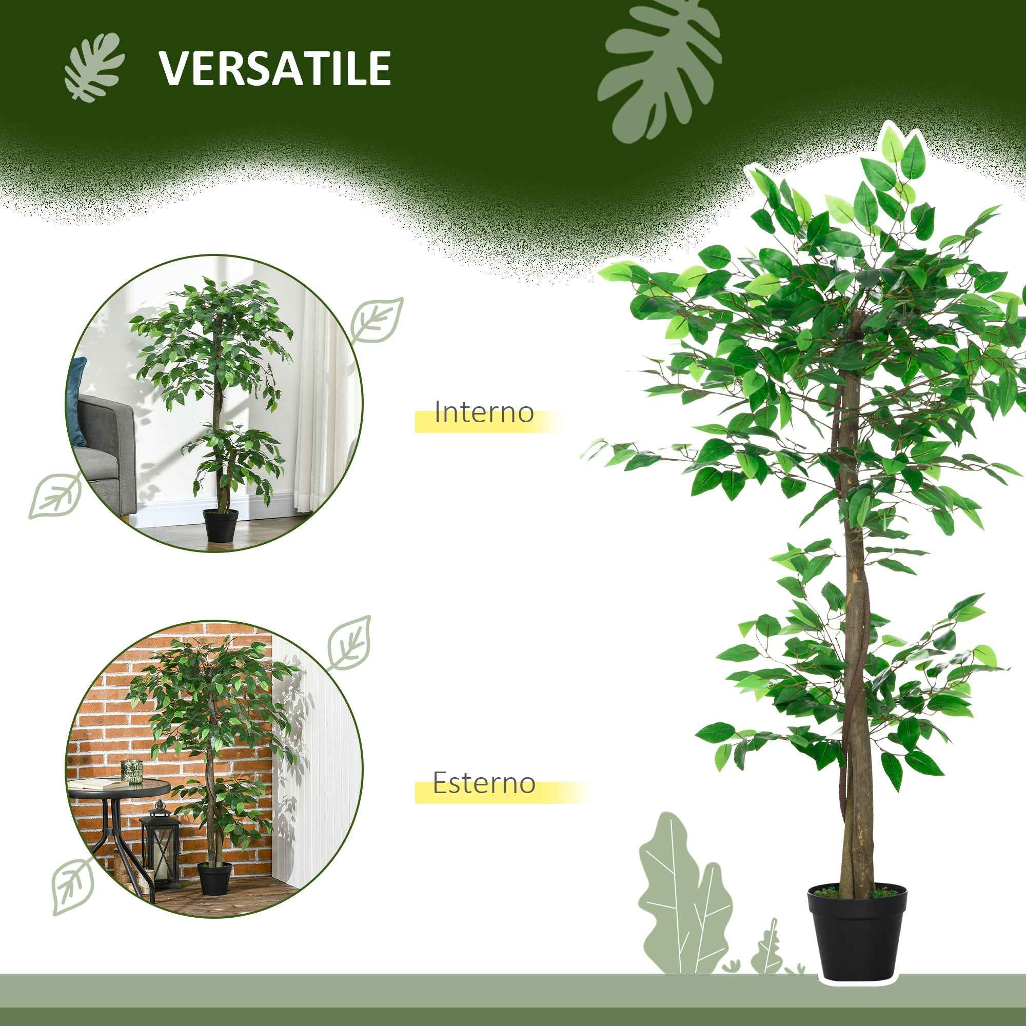 Outsunny Artificial Tea Tree Plant with 546 Realistic Leaves and 120cm Cement Pot, Green