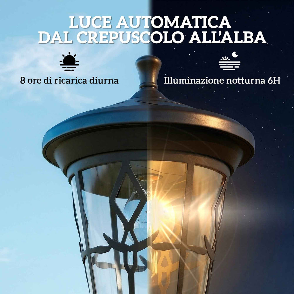 Outsunny Set of 2 Solar Garden Lights 1.86m, Stainless Steel Street Lights
