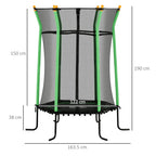 Trampoline for Children 3-10 Years with Zip Entrance and Padded Poles, Ø163.5x190 cm, Green