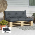Outsunny 2-Piece Garden Cushion Set for Sofas and Pallets in Polyester with Thick Filling, Charcoal Grey