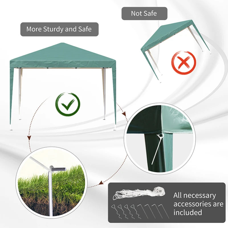 3 x 3M Garden Pop Up Gazebo Height Adjustable Marquee Party Tent Wedding Canopy with Carrying Bag, Green