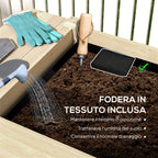 Raised Planter with Side Table and Lower Tool Shelf, in Fir Wood, 207x59x78 cm