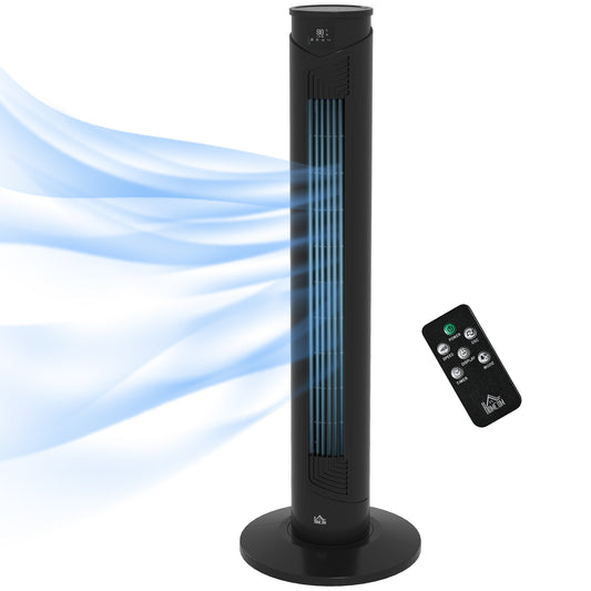 45W Tower Fan with 4 Modes and 3 Speeds with 12h Timer, in ABS, Ø31.5x93 cm, Black - Borgè