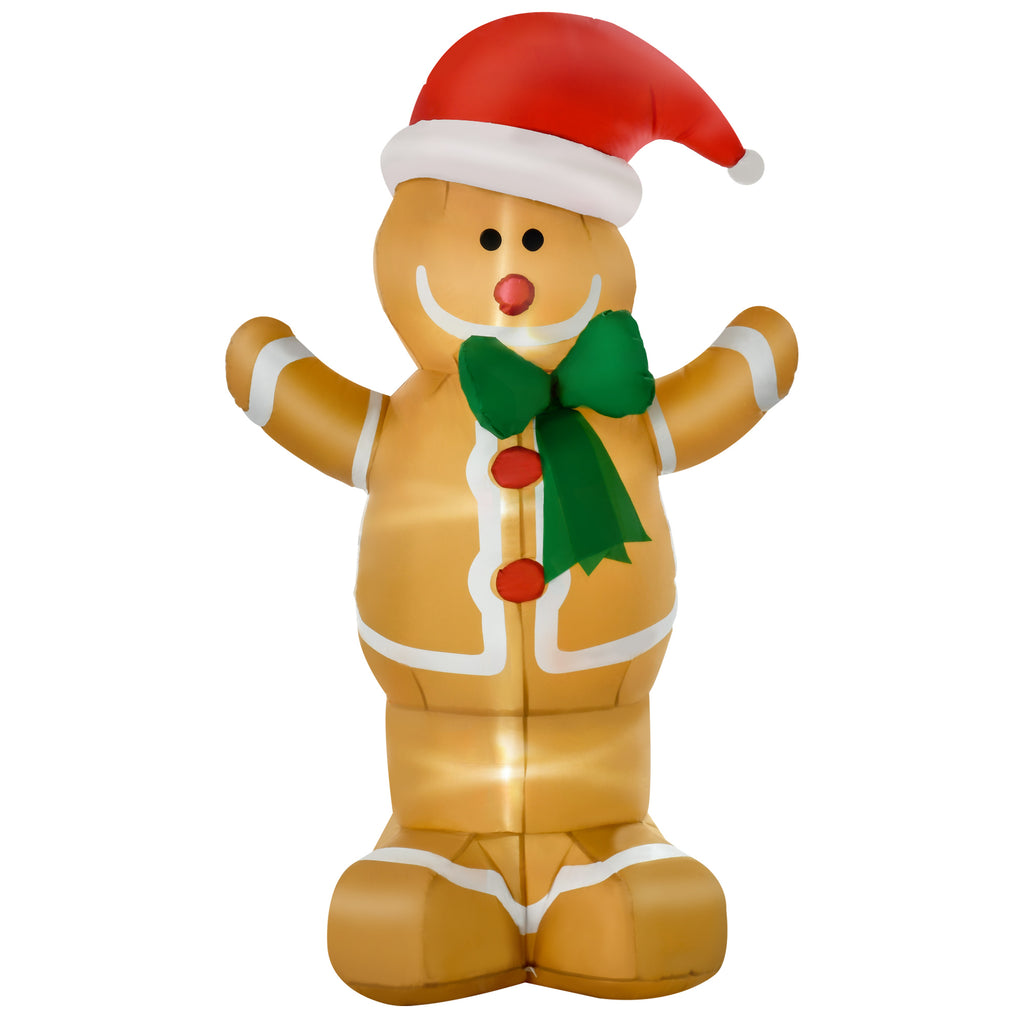 183cm Inflatable Gingerbread Man with Built-in LED Lights, Outdoor Christmas Decoration