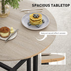 Round Industrial Dining Table for 2 People, in Wood and Steel, Ø80x75 cm, Black and Wood Color