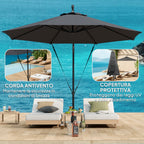 Round Tiltable and Swivel Garden Umbrella, Crank and UPF 50+ Protection, Ø3 m, Dark Gray