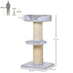 Cat Scratching Post with Bed, Plush Cover and Sisal Pole, 45x45x91cm, Blue - Borge' Group Limited