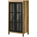 Modern 2-Door Glass and Wood Sideboard, 60x35x120cm, Brown