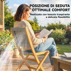 Outsunny Set of 2 Folding Garden Chairs in PE Rattan and Acacia Wood, Supports up to 160 kg, Grey